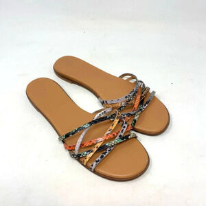 Madewell The Tracie Crisscross Slide Sandal in Snake Embossed‎ Leather Size 9